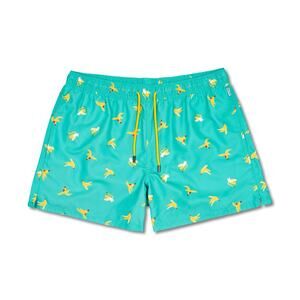 Happy Socks Boys Swim Shorts Pull On Mesh Liner Pockets Banana Print Green 10 12